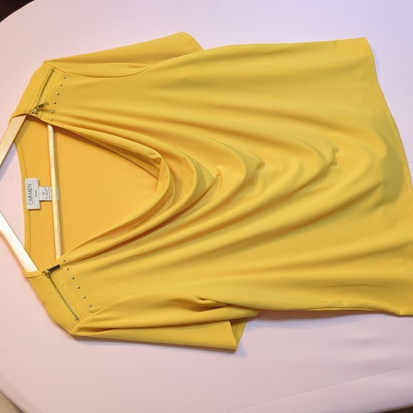 5 FOR $25 Yellow Drape Cowl Neck Office Business Cute Comfy Casual Spring Blouse - Picture 2 of 7